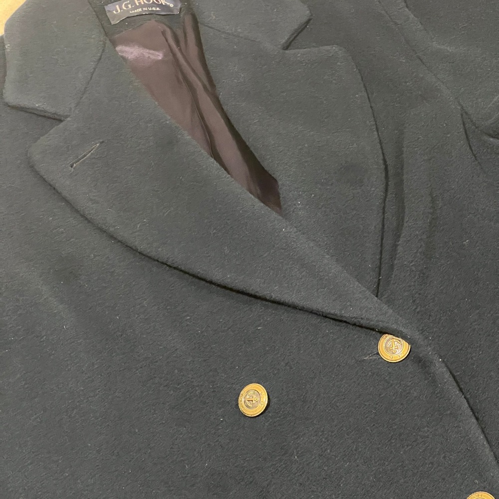 J.G. Hook‎ Wool Blend Blazer Peacoat Women's Coat Double Breasted Gold Buttons